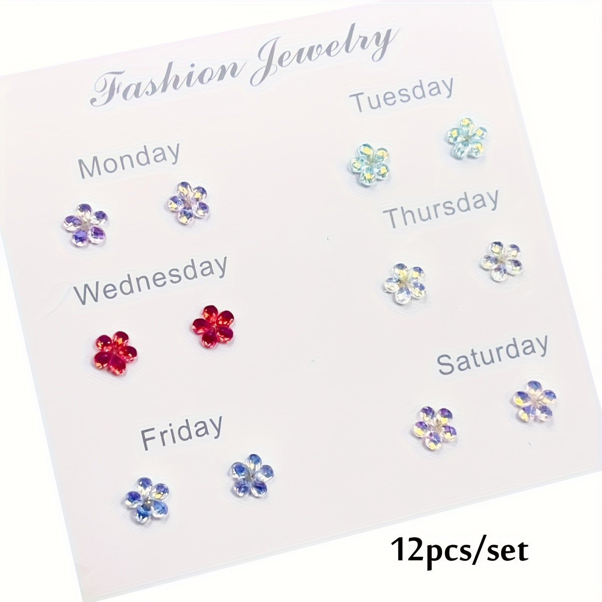 12pcs Small Flower Resin Earring Set with Plastic Ear Needles